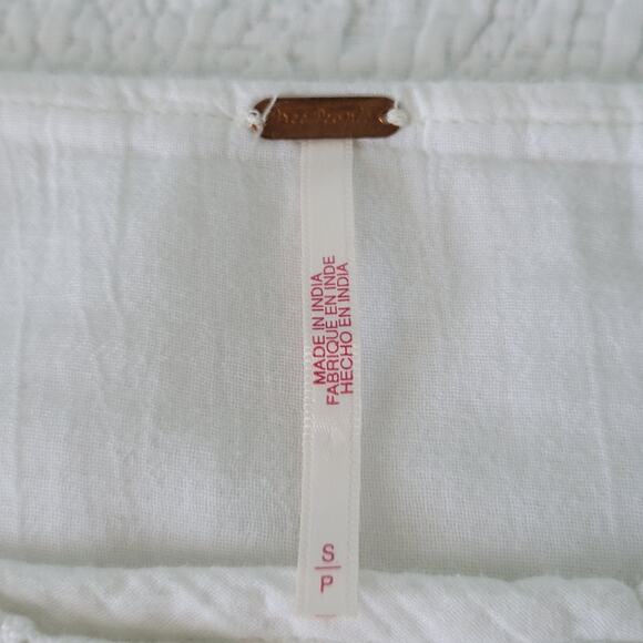 Free People Small Artsy Boho Gauze Tassels Ties Bohemian Top Blouse Cottagecore - Picture 10 of 11